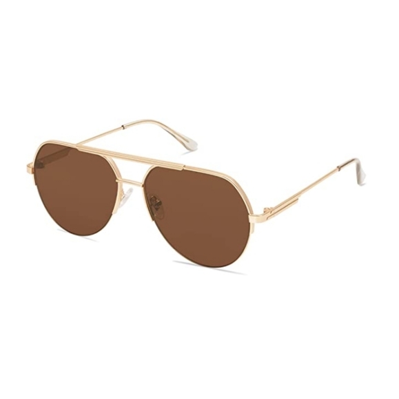?New Brown Classic Aviator Sunglasses for Women Men Semi-Rimless Shades main image 2
